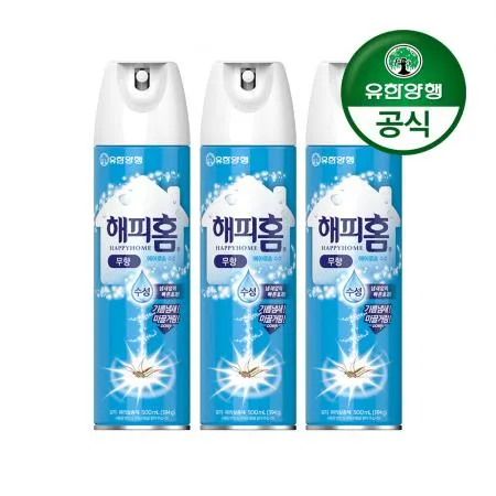 [유한양행]해피홈 모기약 에어로솔 500ml 무향 3개