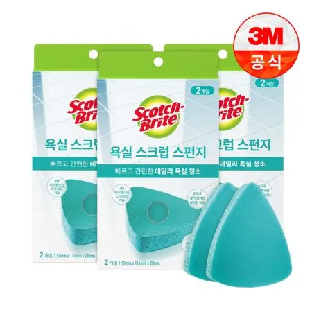 [3M]무세제 욕실청소용 스크럽 스펀지패드(2입) X 3개