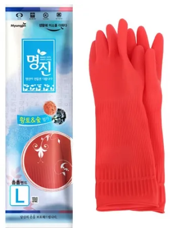 고무장갑(황토숯/특대/빨강색)10개입 이미지