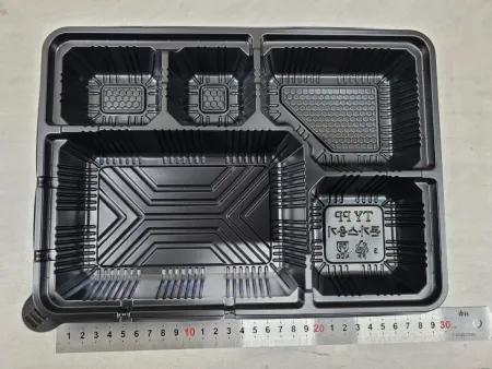 돈까스용기PP셋트(TY/5칸/검정/283*203*37)2줄(100ea)box
