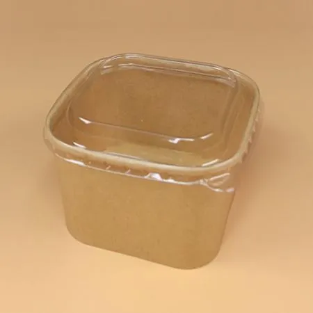 종이용기 세트(정사각-크라프트/투명뚜껑/900ml)