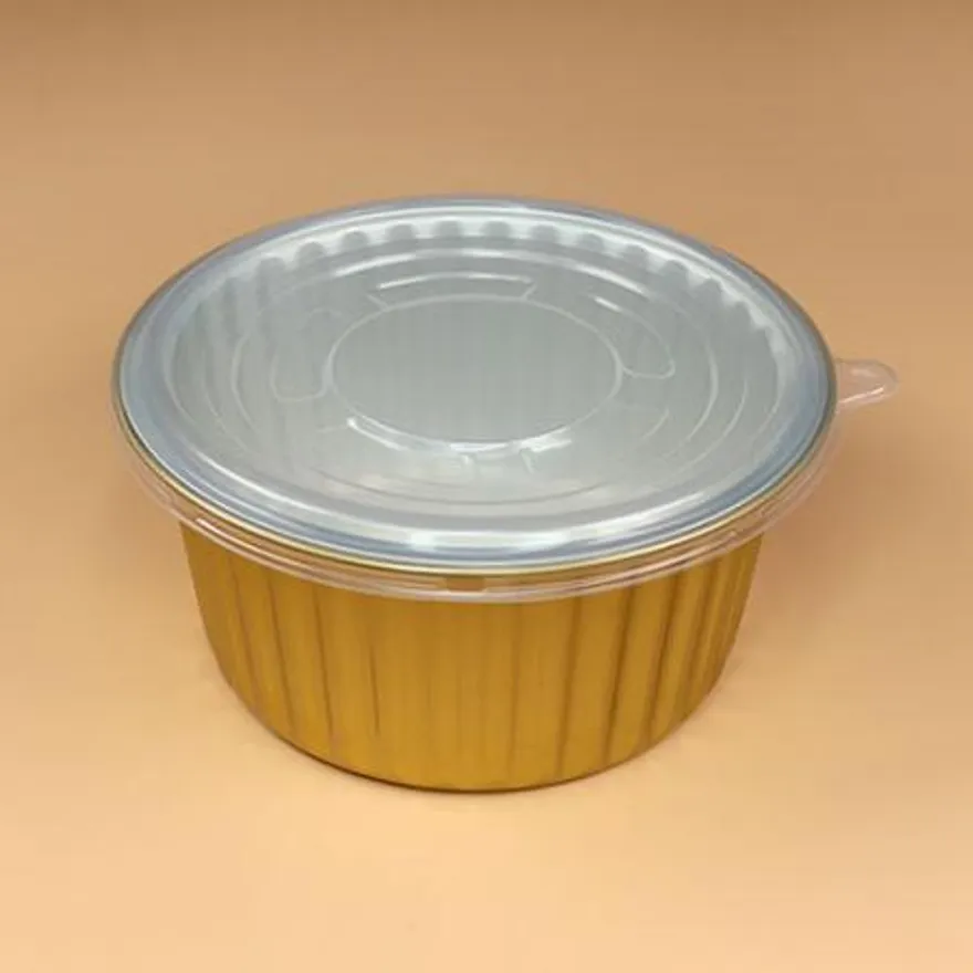 알루미늄용기 세트(원형골드/반투명뚜껑/1,500ml) 이미지