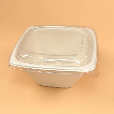 펄프용기 세트(사각볼용기/42온스/크라프트/평면투명뚜껑) 이미지