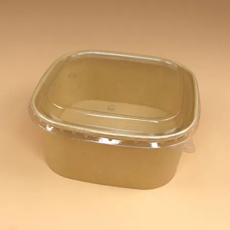 종이용기 세트(정사각/크라프트/투명뚜껑/1,400ml)