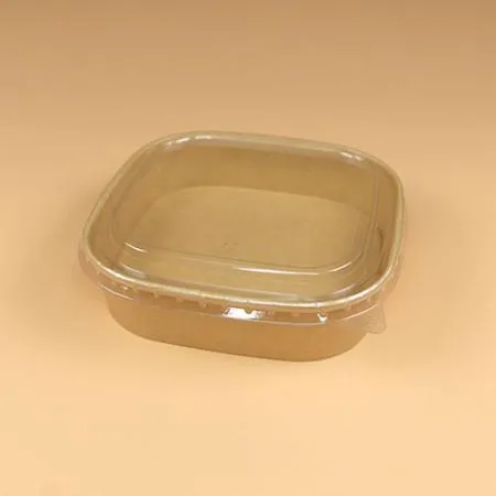 종이용기 세트(정사각/크라프트/투명뚜껑/750ml)