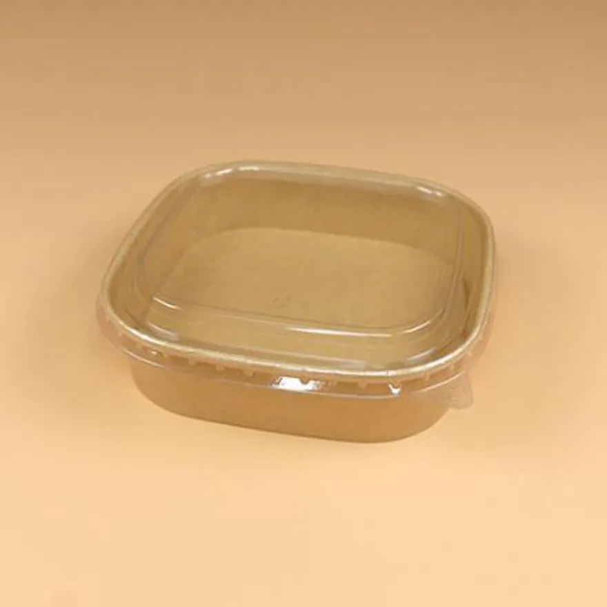 종이용기 세트(정사각/크라프트/투명뚜껑/750ml) 이미지