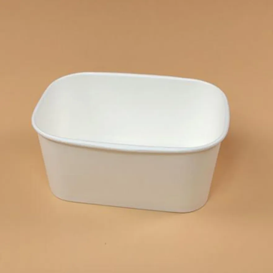 종이용기 세트(직사각/백색/투명뚜껑/R1000) 이미지