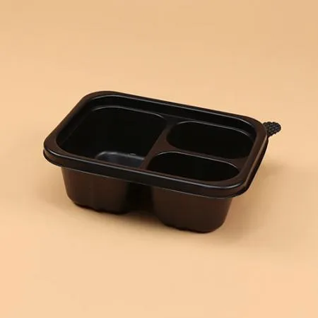 사각반죽용기 세트(3칸/검정/반투명뚜껑/OK) 이미지