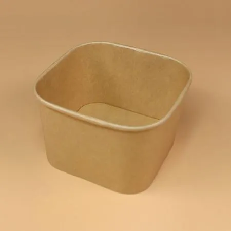 종이용기 세트(정사각-크라프트/투명뚜껑/900ml) 이미지