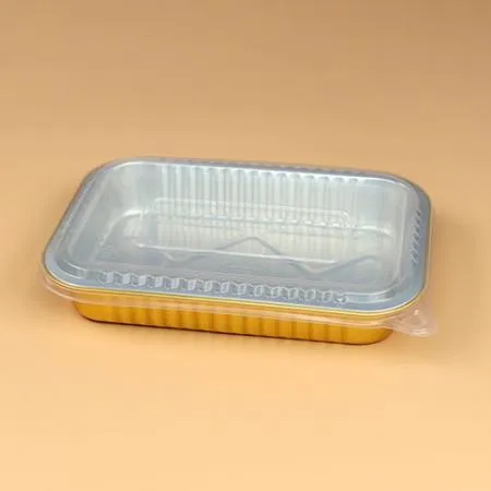 알루미늄용기 세트(사각골드/반투명뚜껑/500ml) 이미지