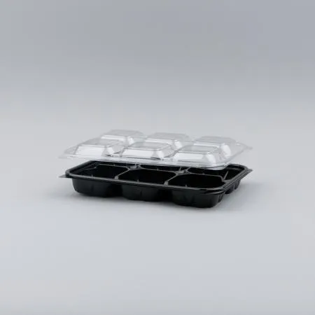 샐러드/반찬용기세트(S-0927/6칸/흑볼) 이미지