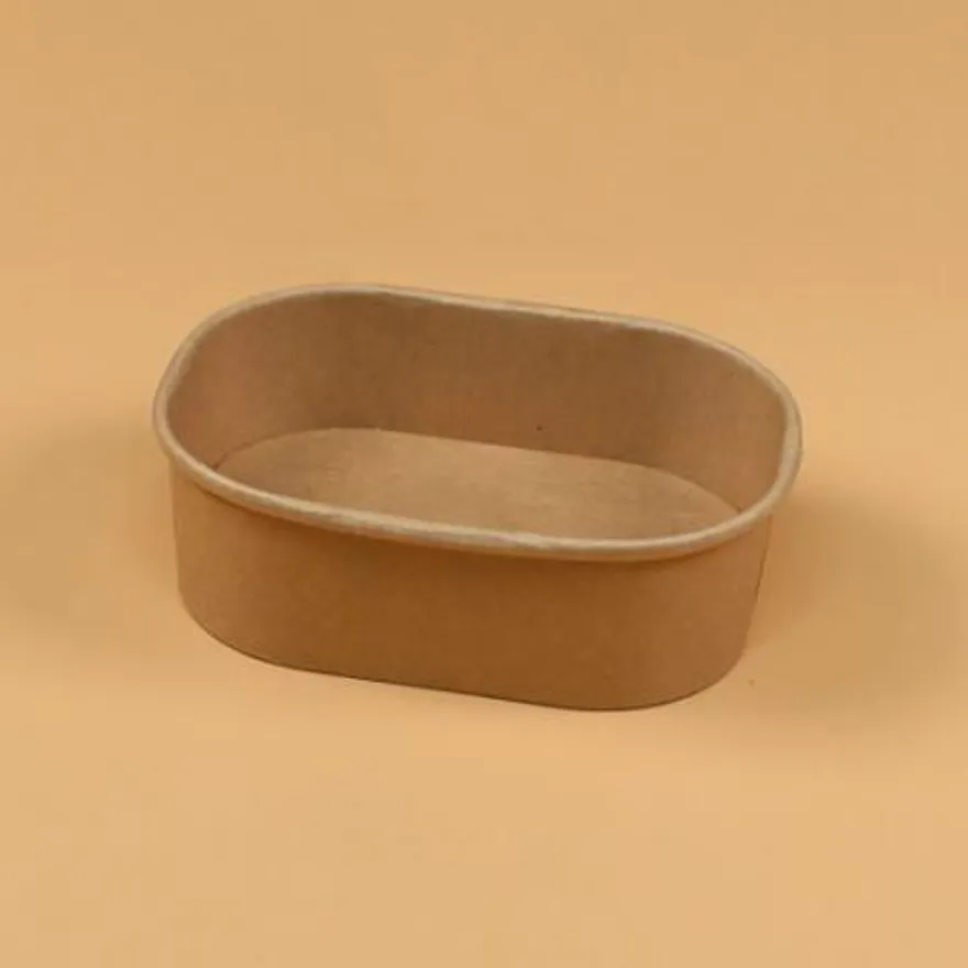 종이용기 세트(직사각/크라프트/종이뚜껑/R150) 이미지