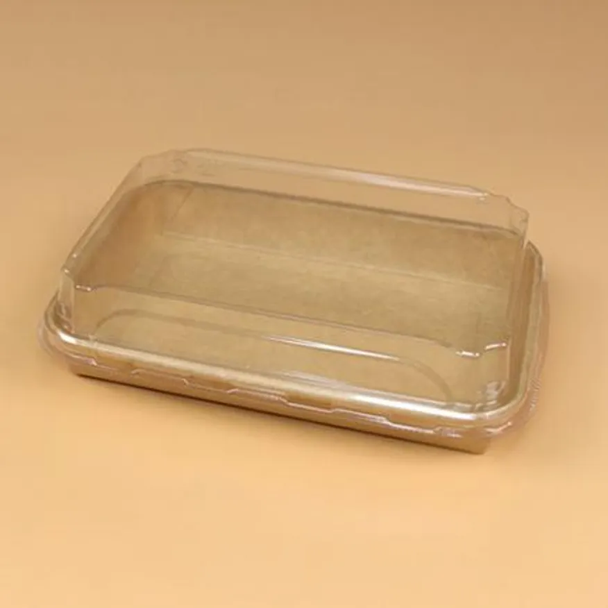 종이용기 초밥트레이 세트(크라프트/04호/투명뚜껑) 이미지