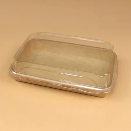 종이용기 초밥트레이 세트(크라프트/04호/투명뚜껑) 이미지