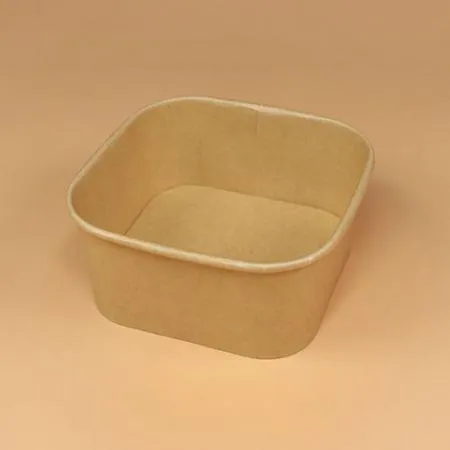 종이용기 세트(정사각-크라프트/투명뚜껑/650ml) 이미지
