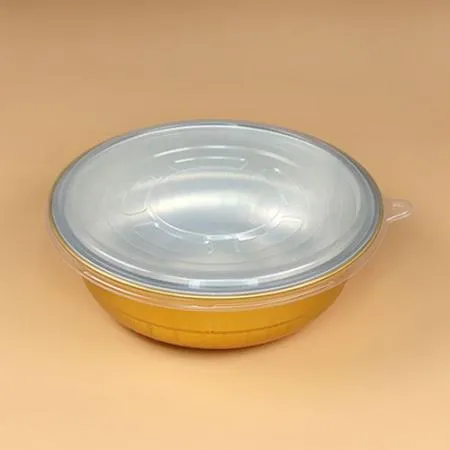 알루미늄용기 세트(원형골드/반투명뚜껑/1,000ml)