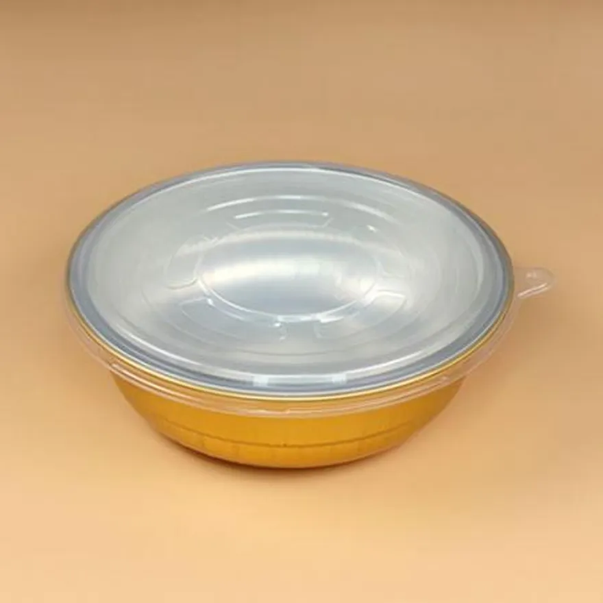 알루미늄용기 세트(원형골드/반투명뚜껑/1,000ml) 이미지