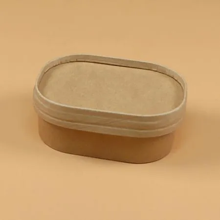 종이용기 세트(직사각/크라프트/종이뚜껑/R150)