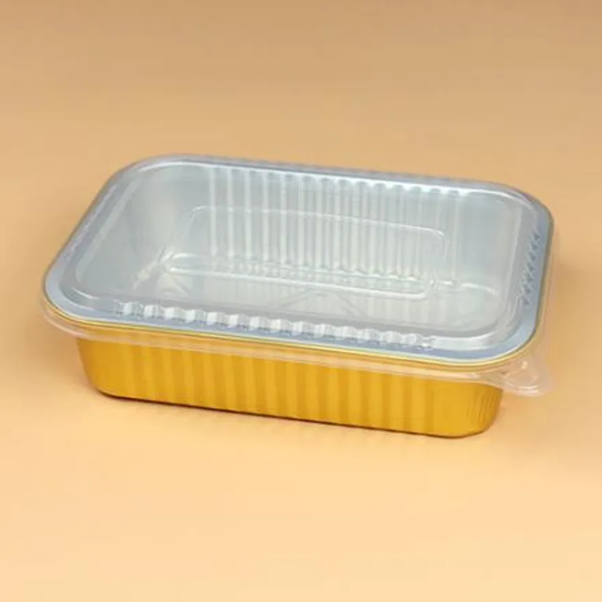 알루미늄용기 세트(사각골드/반투명뚜껑/750ml) 이미지