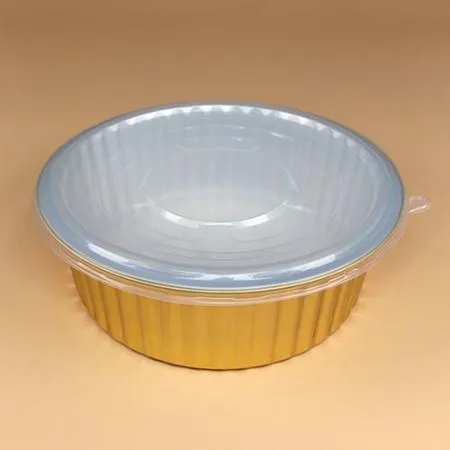 알루미늄용기 세트(원형골드/반투명뚜껑/3,000ml) 이미지
