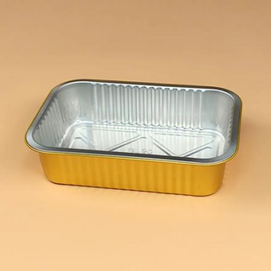 알루미늄용기 세트(사각골드/반투명뚜껑/750ml) 이미지