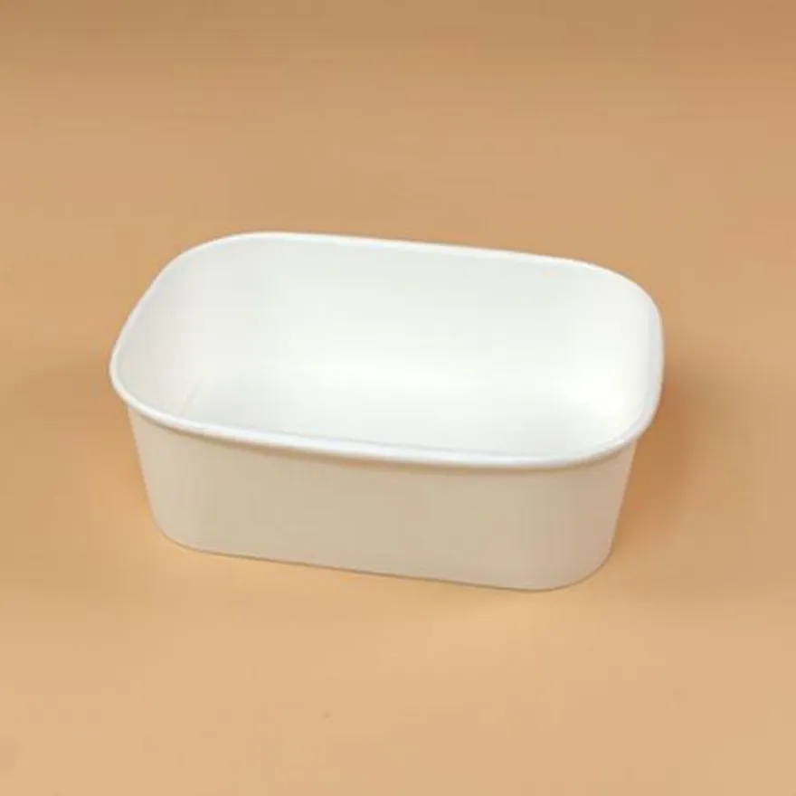 종이용기 세트(직사각/백색/종이뚜껑/R750) 이미지