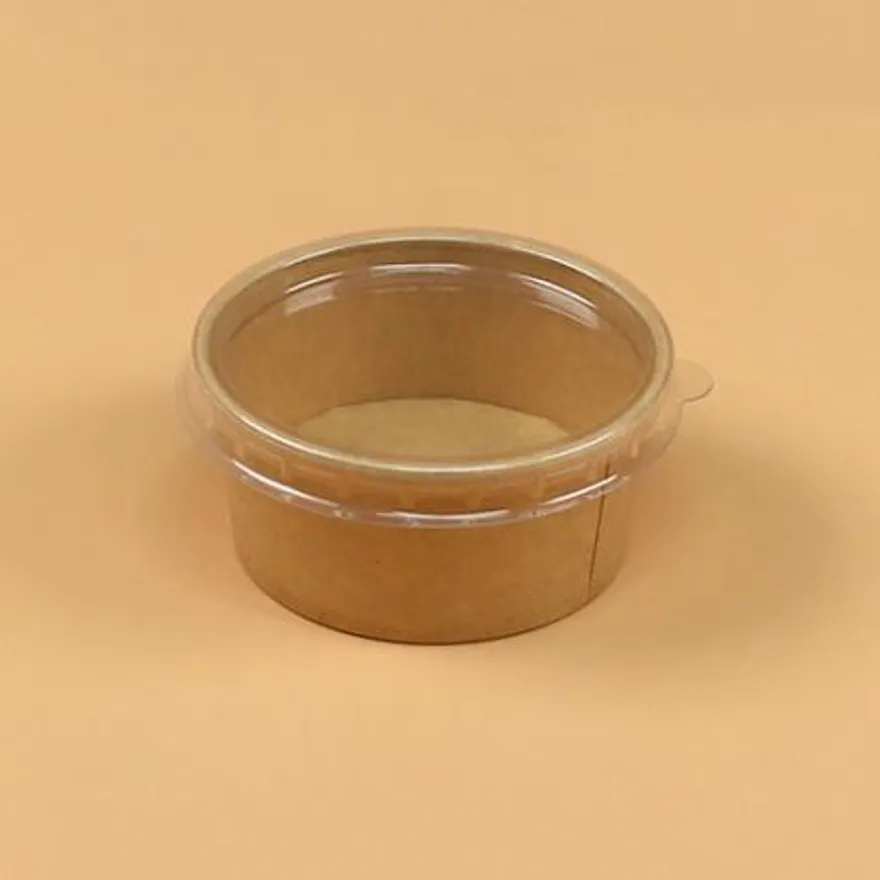 종이용기 소스용기 세트(크라프트/투명뚜껑/60ml/2온스) 이미지
