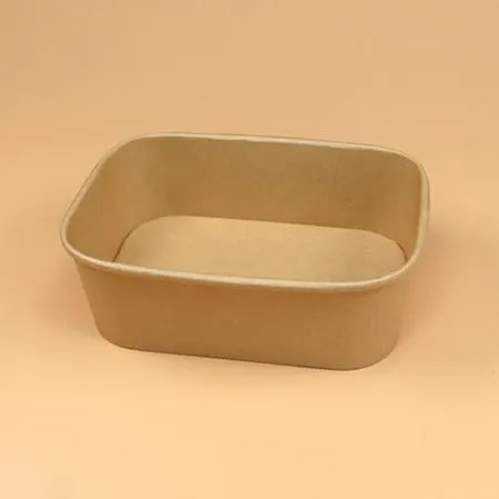 종이용기 세트(직사각-크라프트/투명뚜껑/R750) 이미지