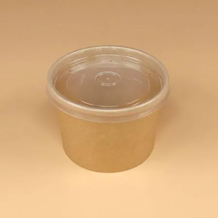 크라프트 컵용기 세트(580ml/115mm/반투명뚜껑) 이미지