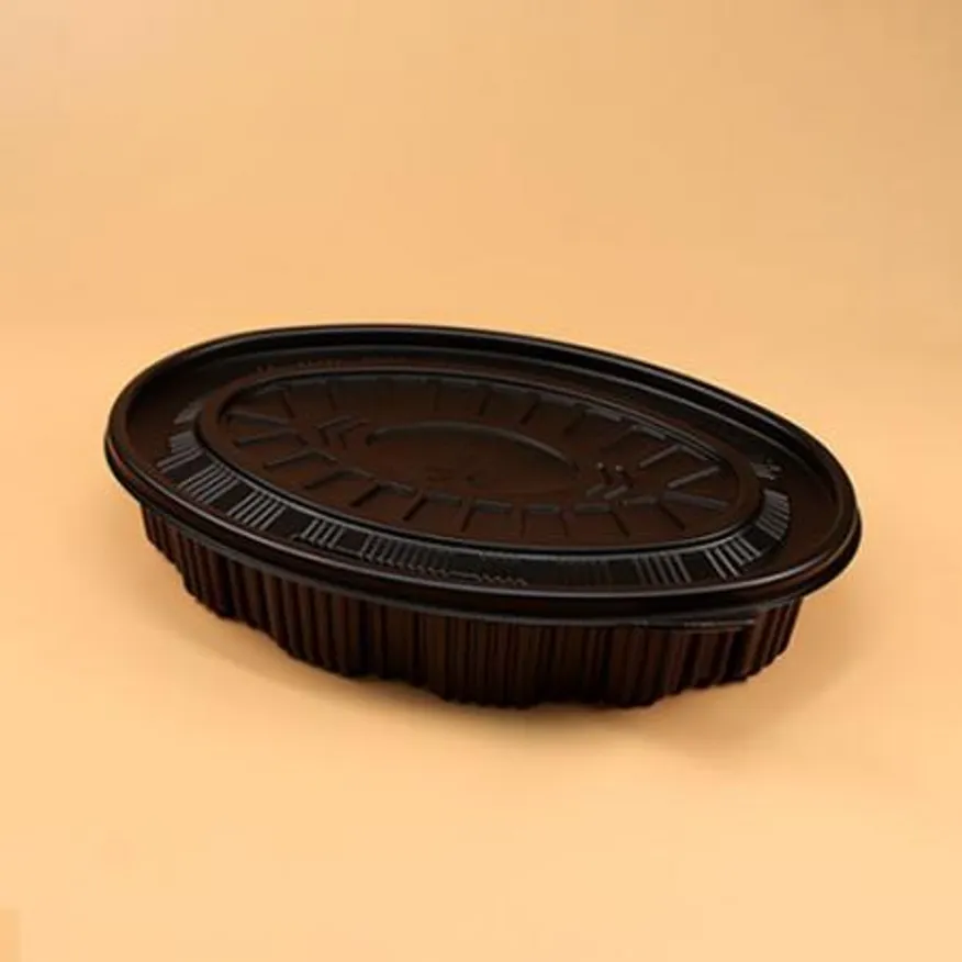 타원찜용기 세트(중/검정/검정뚜껑/OK) 이미지