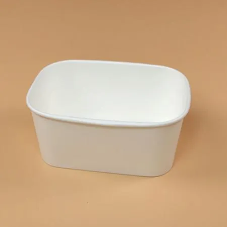 종이용기 세트(직사각/백색/종이뚜껑/R1000) 이미지