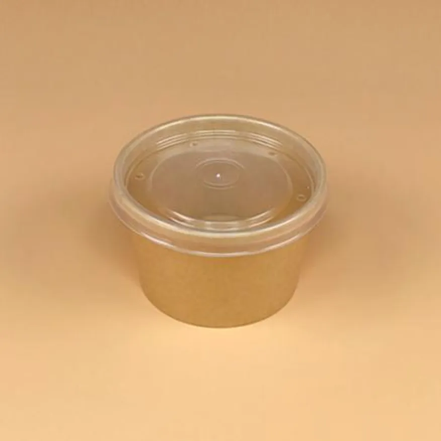 크라프트 컵용기 세트(280ml/97mm/반투명뚜껑)_[품절_09/03~09/09_09/10부터 순차출고가능 이미지