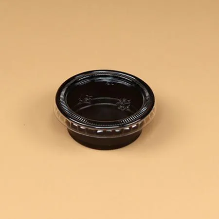 PP 소스컵 세트(45ml/1.5온스/검정/투명뚜껑) 이미지