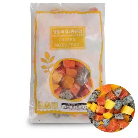 산들네이처 냉동 3종 혼합과일 (망고, 용과, 파파야) 3kg (1kg x 3봉) 이미지