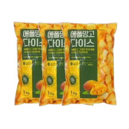 냉동 애플망고 다이스 3kg (1kg x 3봉) + 드라이아이스 2개