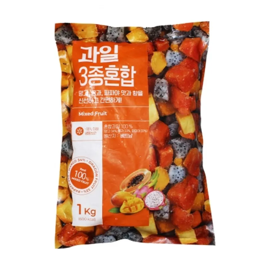 산들네이처 냉동 3종 혼합과일 (망고, 용과, 파파야) 3kg (1kg x 3봉) 이미지