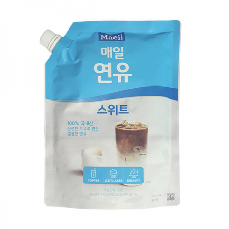 매일유업 매일연유 스위트 파우치 1kg 가당연유 빙수 커피 돌체라떼 베이커리