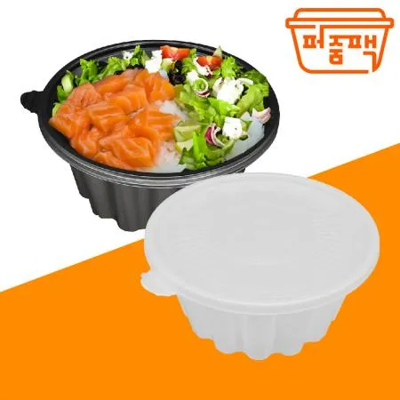 COM-195 냉면용기 대 백색 세트 400개/ 195파이 몸통+뚜껑