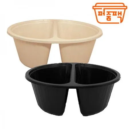 TY-중화면용기 2칸 검정 중화용기 이미지