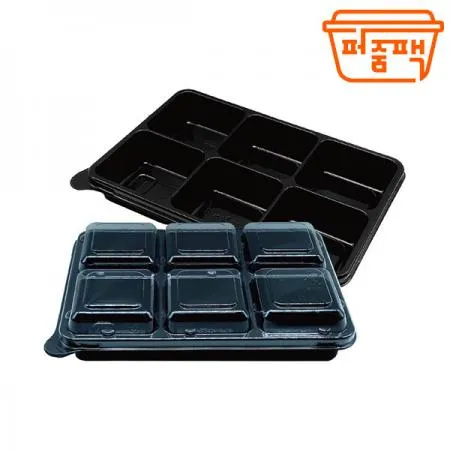 [소량] AJ-직사각 6칸 반찬용기 세트 100개 이미지