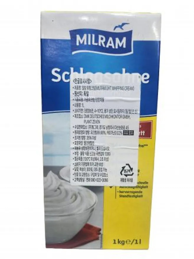 밀람 휘핑크림 동물성 조지방 35% 1L 이미지