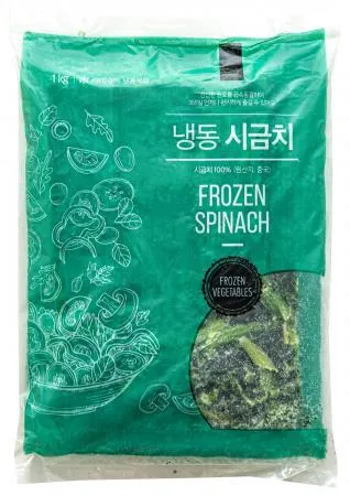 냉동시금치, 1Kg(5~6cm컷,블록냉동). 상품, 중국