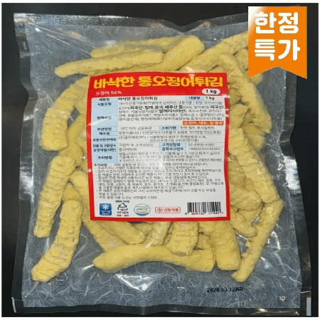 ⭐한정특가⭐바삭한통오징어튀김, 1kg(27g*34~40개)