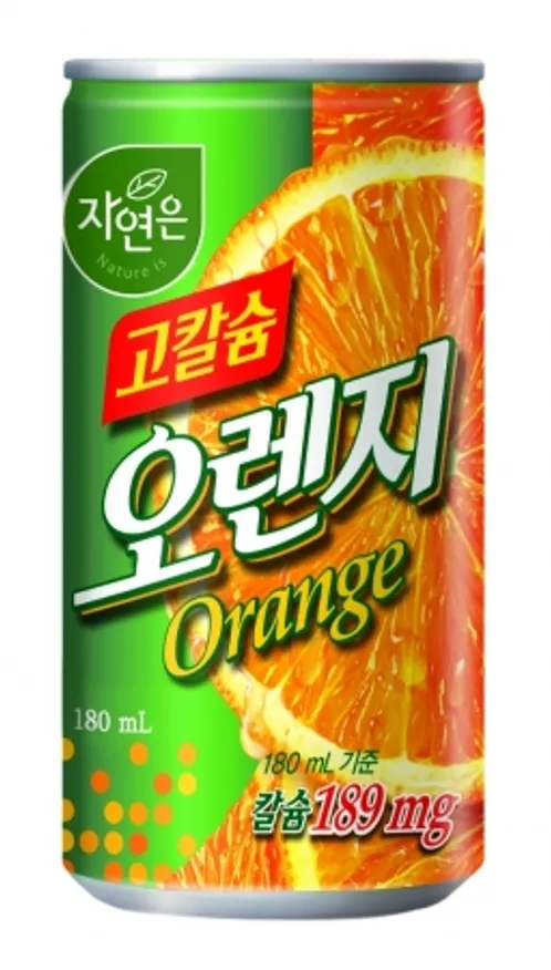 자연은고칼슘오렌지(캔), 180ml, 웅진식품,실온 이미지