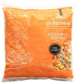 혼합야채4종,1Kg(그린빈스(2cm컷)·옥수수·당근(1cm다이스)·완두콩 25%씩,개별냉동),상품,냉동,중국