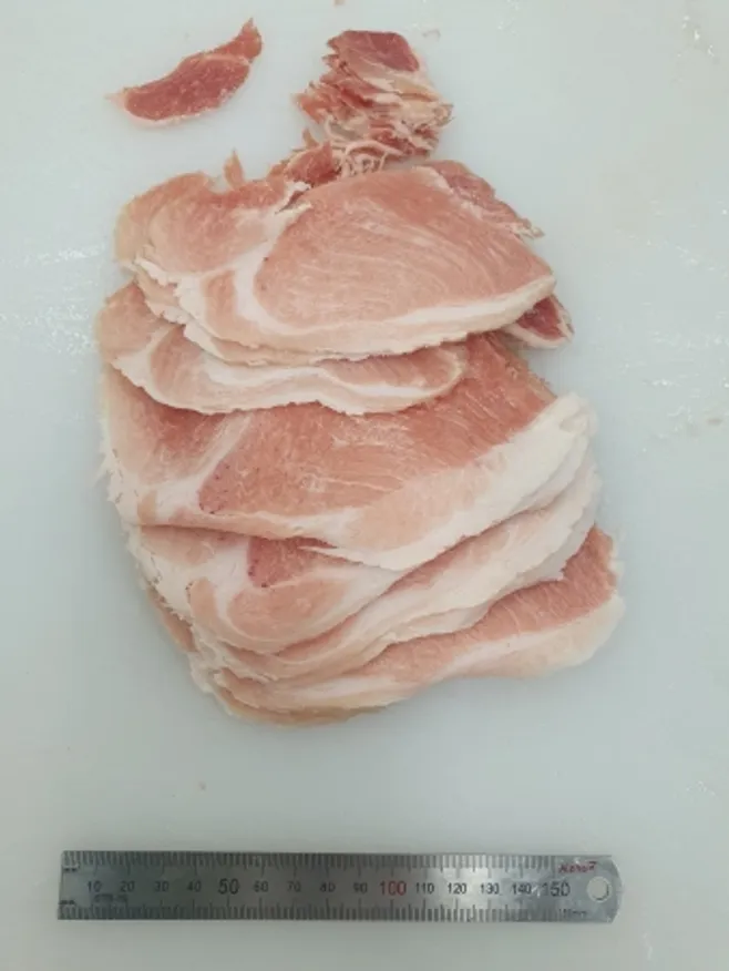 돈육(지방정선),1Kg(0.3cm),전지,냉동,슬라이스,국산,밀봉/진공포장 아님 이미지