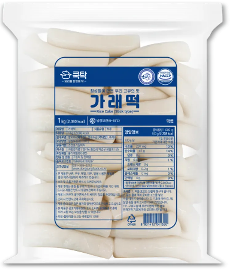 가래떡,1Kg(16~17입/10cm,소비기한 8일),동성식품,냉장 이미지