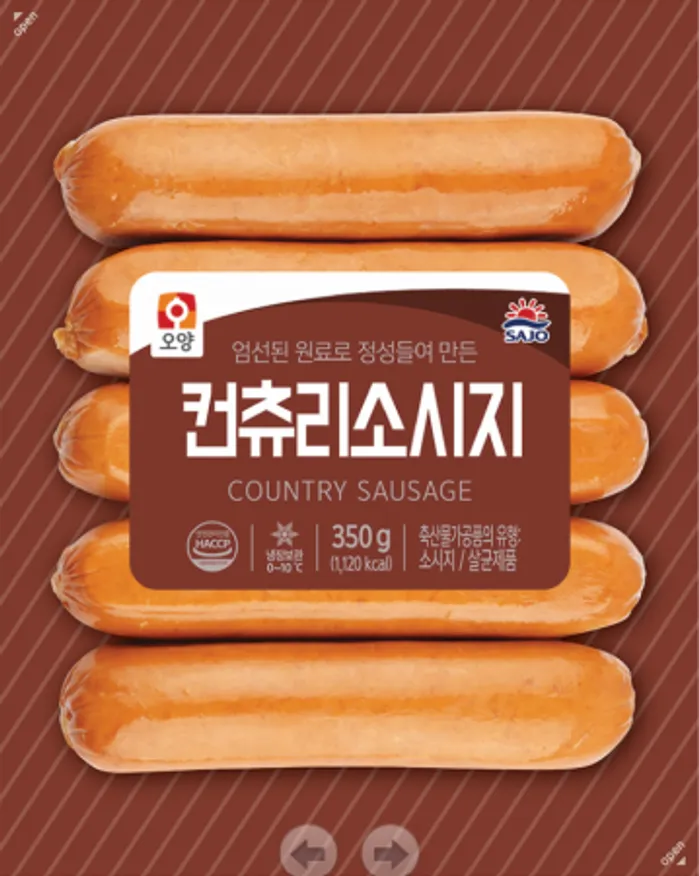 컨츄리(브라운)소세지, 350g, 사조오양,냉장 이미지