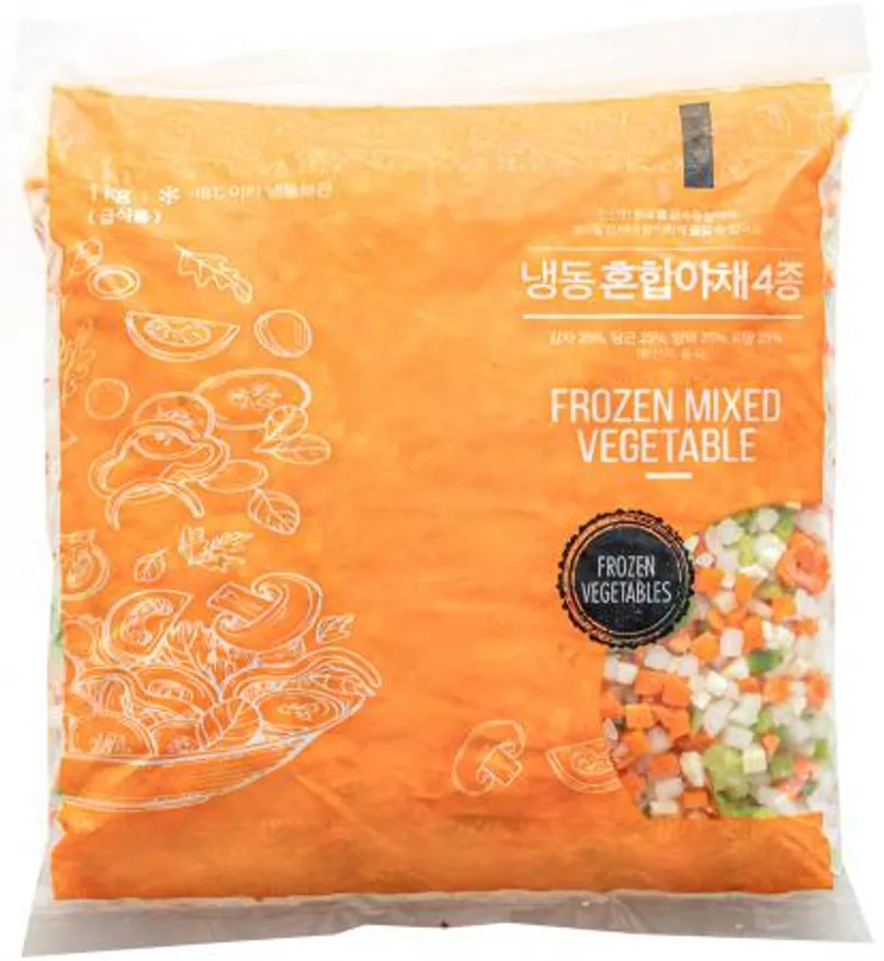 혼합야채4종,1Kg(0.5cm다이스,양파25%·감자25%·당근25%·청피망25%),상품,냉동,중국 이미지