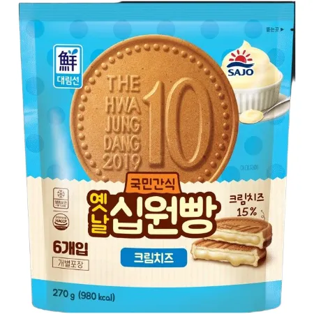 ⭐간편식⭐옛날십원빵크림치즈, 270g(45g*6ea), 사조대림, 냉동